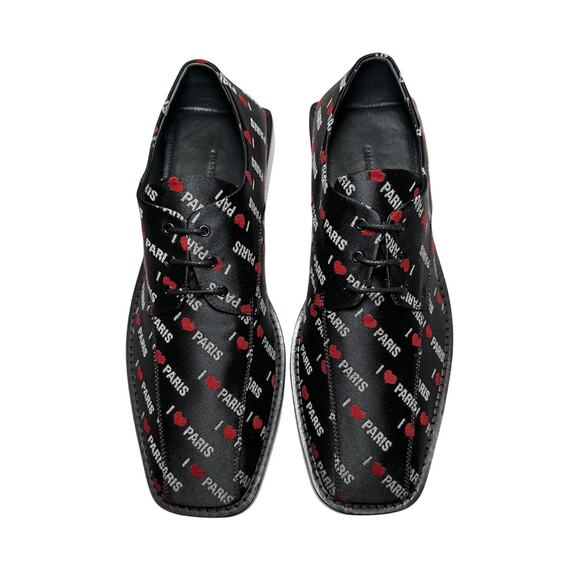 Balenciaga NIB Men\'s Black Paris Logo Derby Loafers Lace Up Dress Shoes 41 NEW main image 11
